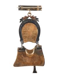 [CIVIL WAR]. "Bayard's Brigade" badge identified to Captain William S. Craft, 1st Pennsylvania Cavalry, WIA Hawes' Shop, Virginia.