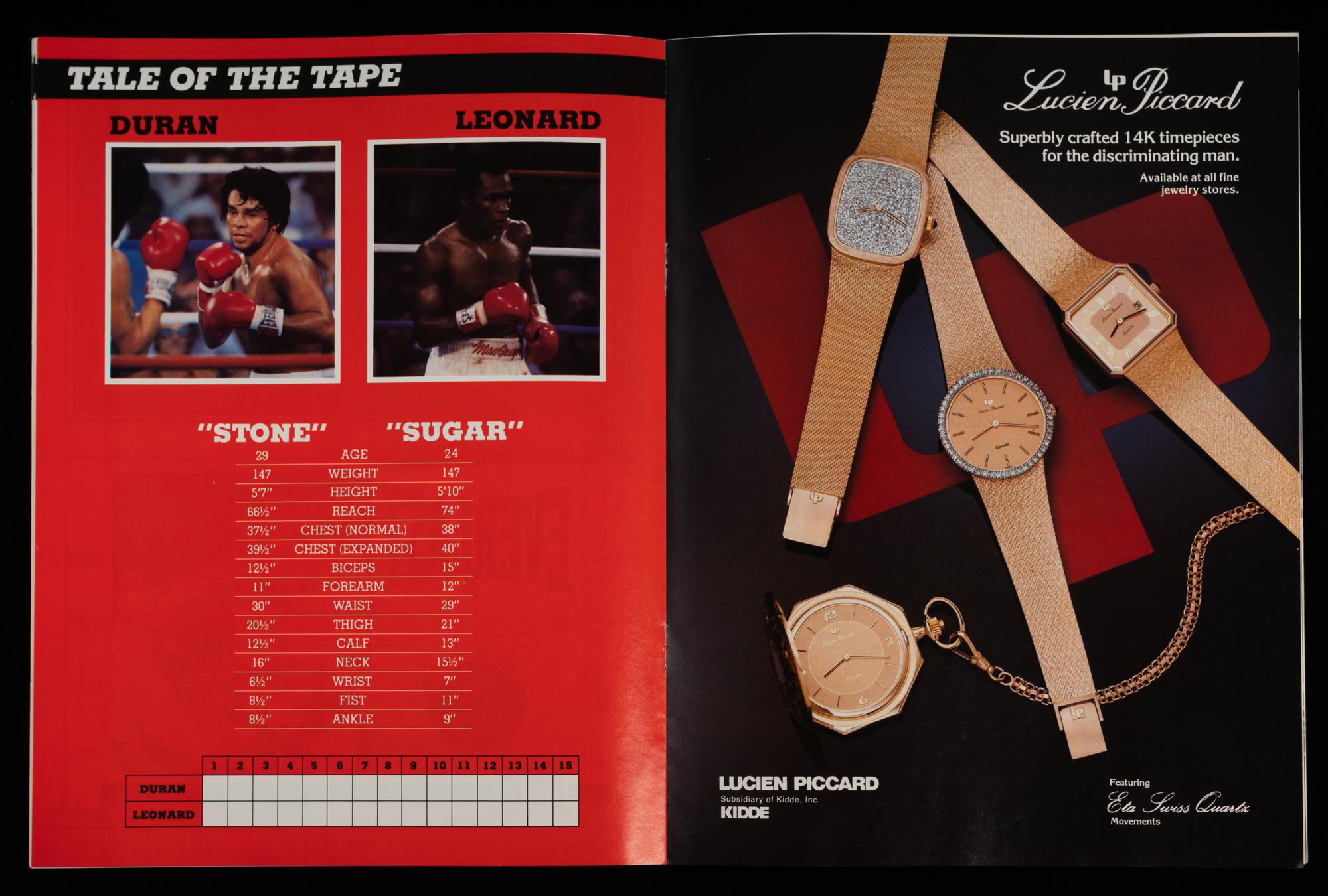 A 1980 Sugar Ray Leonard vs. Roberto Duran "No Mas" On Site Fight Program Signed by Leonard, Angelo Dundee and Don King,
