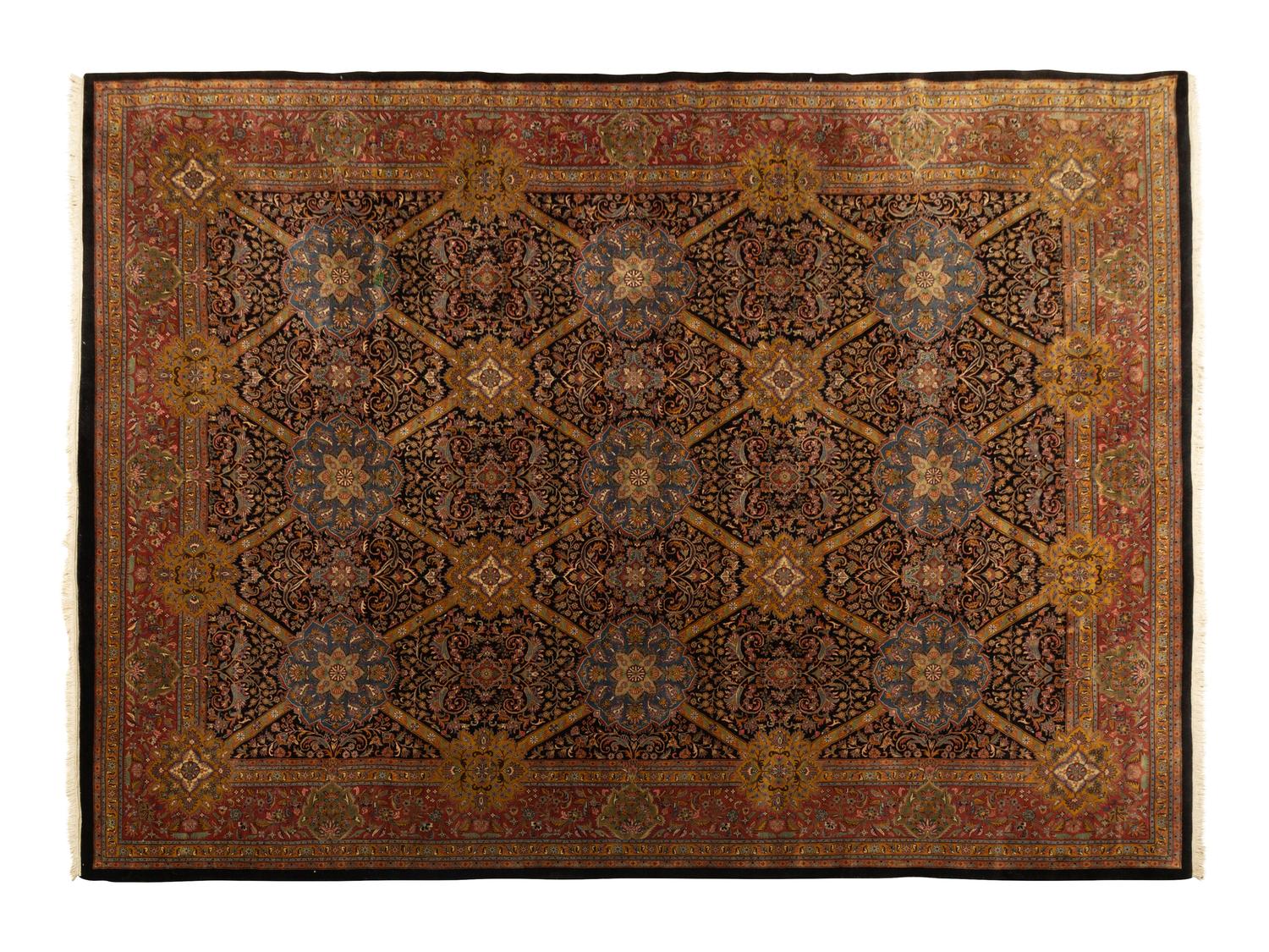 An Indian Persian Design Wool Rug — 20th Century