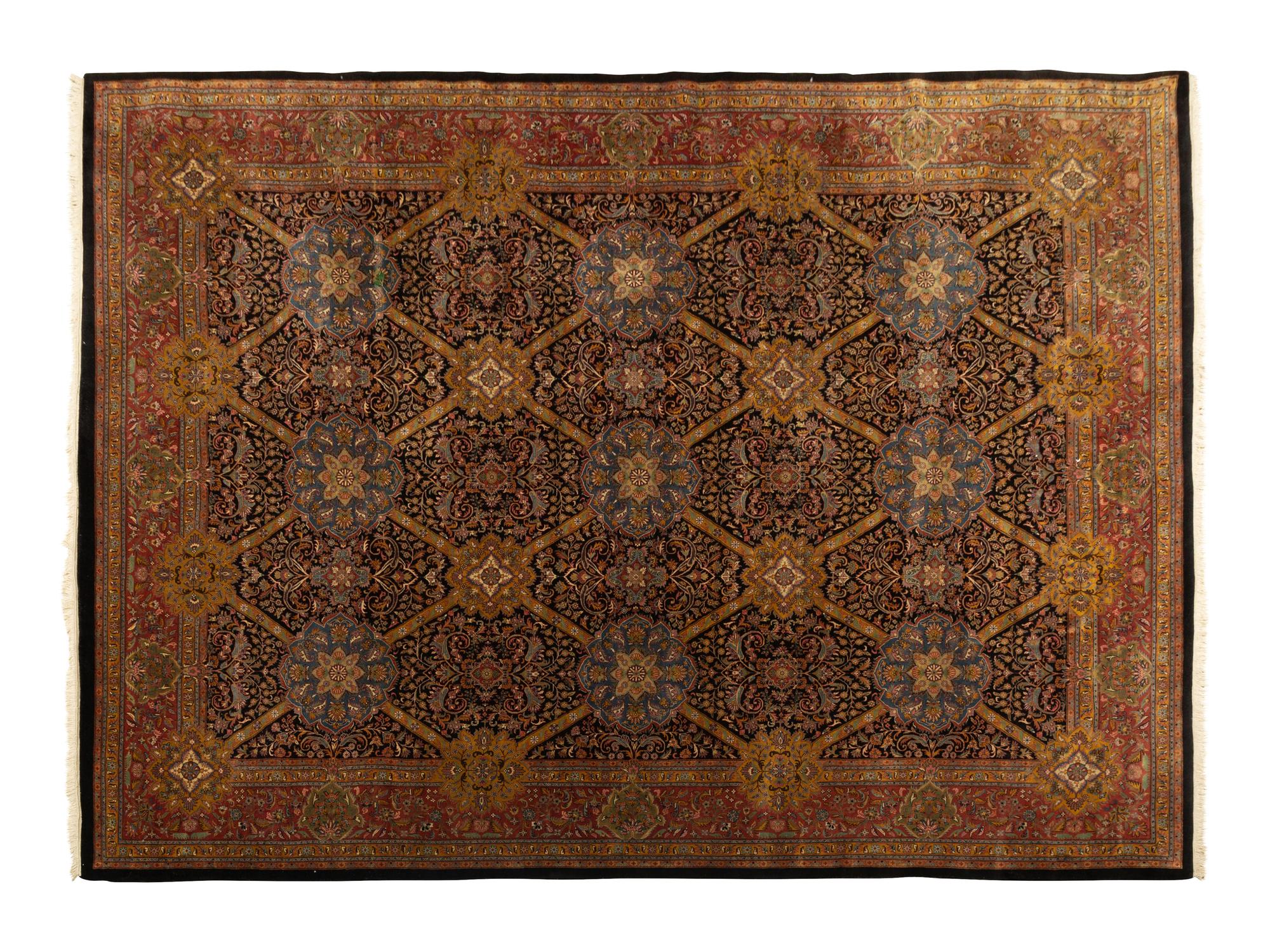 An Indian Persian Design Wool Rug — 20th Century