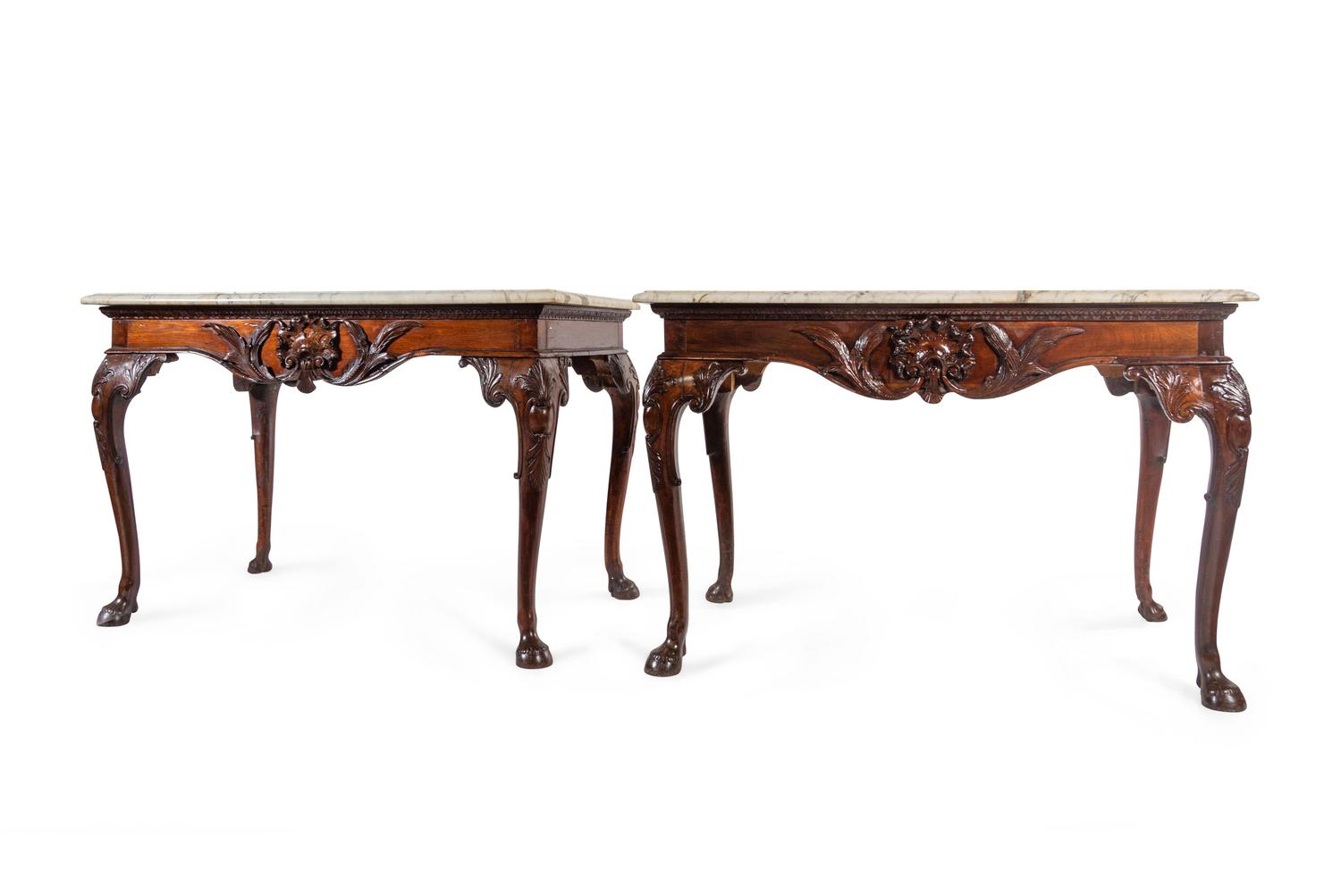 A Pair of George II Style Mahogany Console Tables