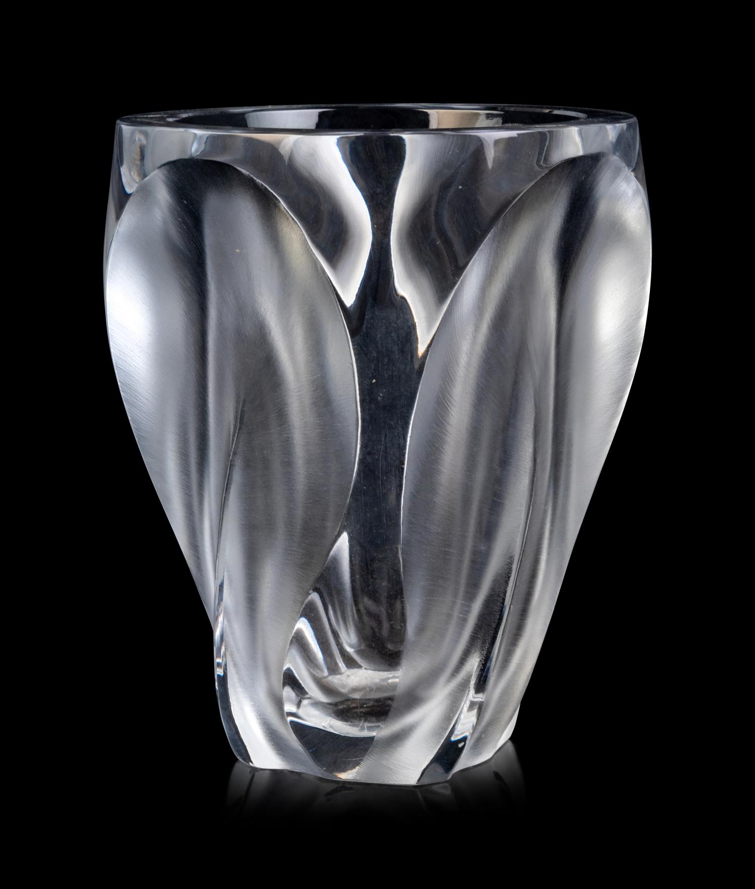 A Lalique Molded Glass Ingrid Vase