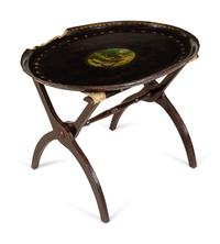 A Victorian Papier-Mâché Tray and an Associated Luggage Rack Stand
