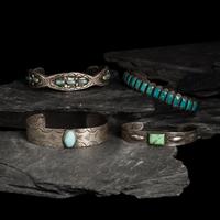 Navajo Silver and Turquoise Cuff Bracelets, PLUS