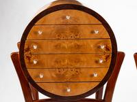 A Pair of Art Deco Style Burlwood Chests on Stands