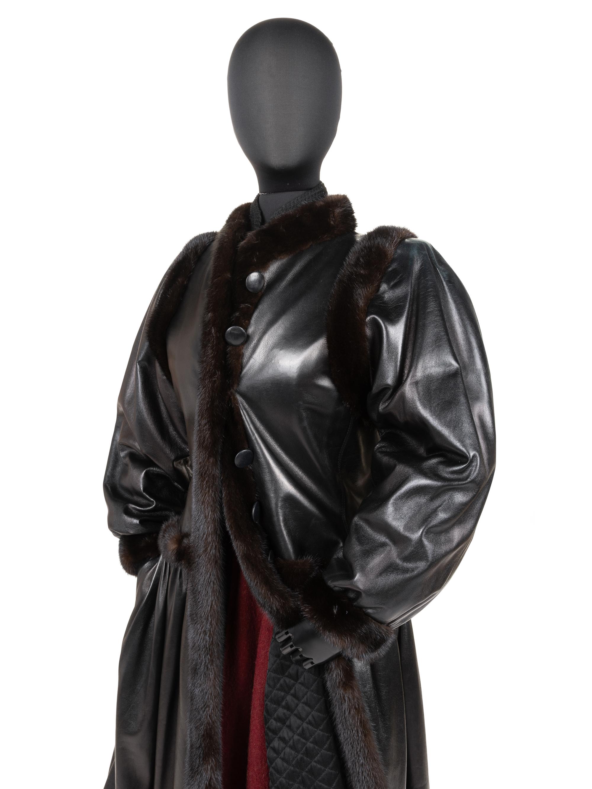 Yves Saint Laurent Haute Couture Leather Coat with Fur Trim, Fall 1976