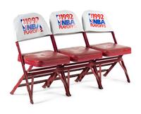 A Row of Three Chicago Bulls 1992 NBA Playoffs Chicago Stadium Courtside Seat Chairs