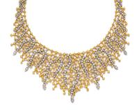 An 18 Karat Bicolor Gold, Diamond and Yellow Sapphire Bib Necklace, Andreoli, 75.20 dwts.