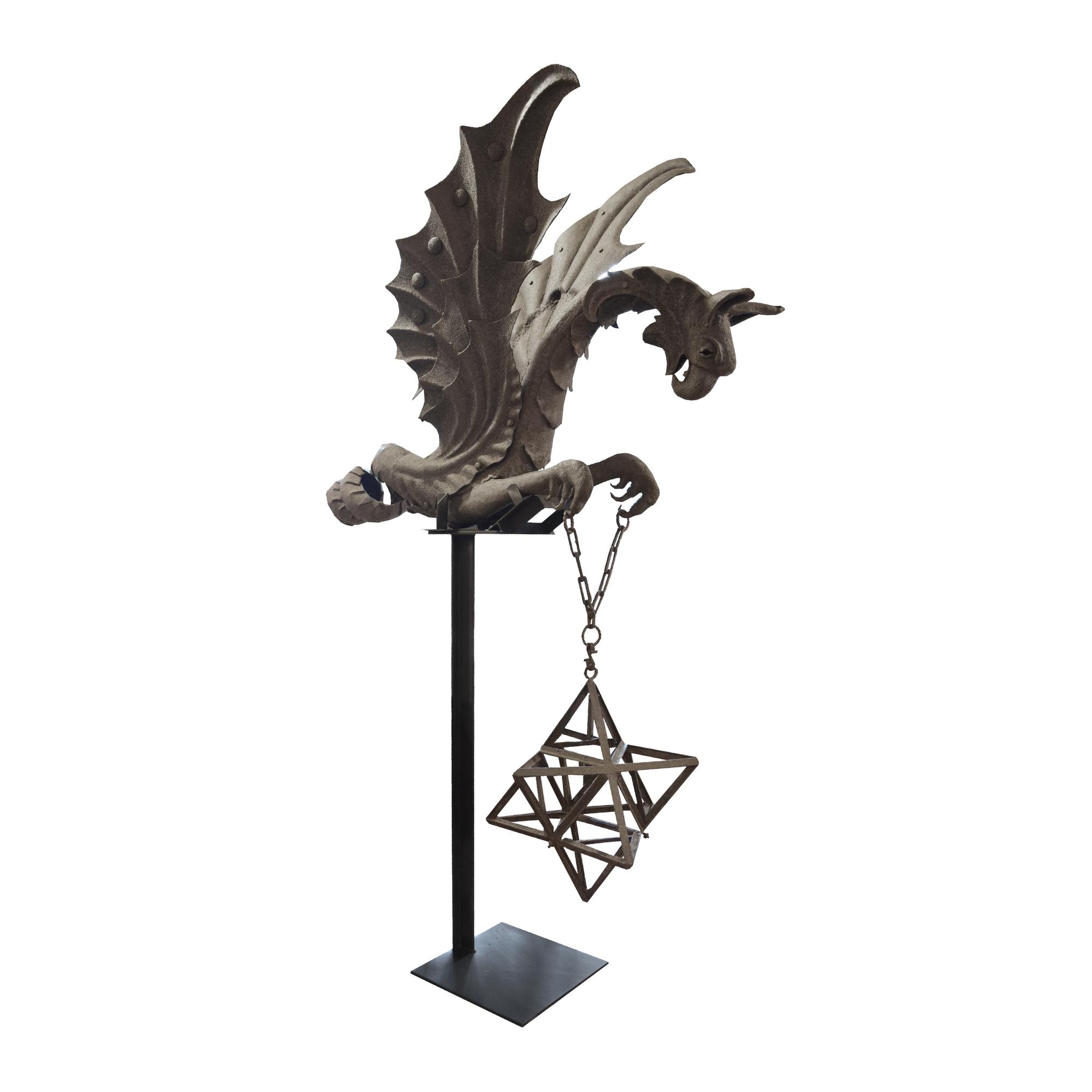 A Wrought Iron Griffin Form Sconce 58" W x 22" D x 91" H — Italy, 19th Century