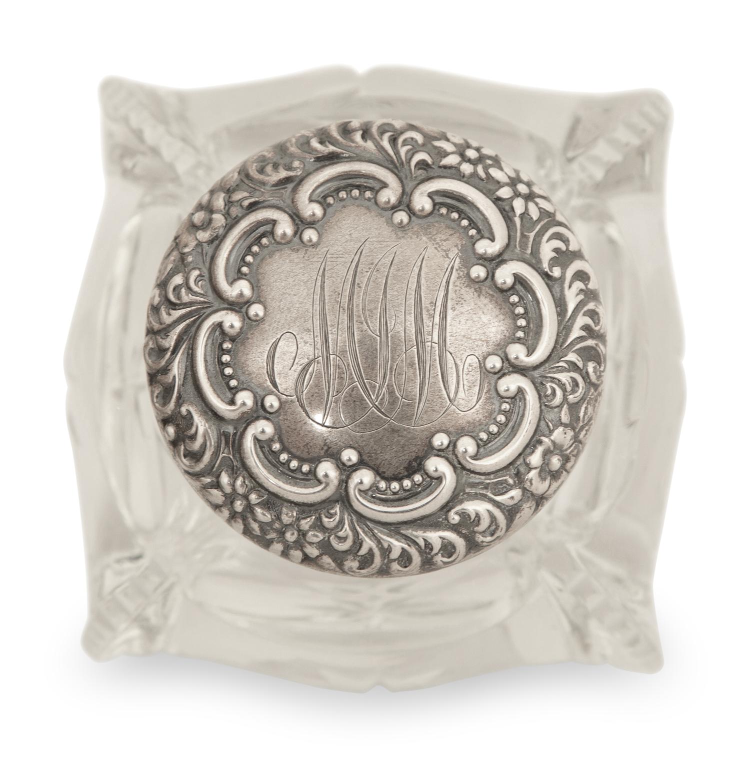 An Italian Silver Standish and a Silver Capped Inkwell — 20th Century