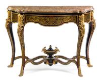 A Napoleon III Gilt Bronze Mounted Boulle Marquetry Console Table Height 37 1/2 x width 51 1/2 x depth 19 1/2 inches. — 19TH CENTURY
