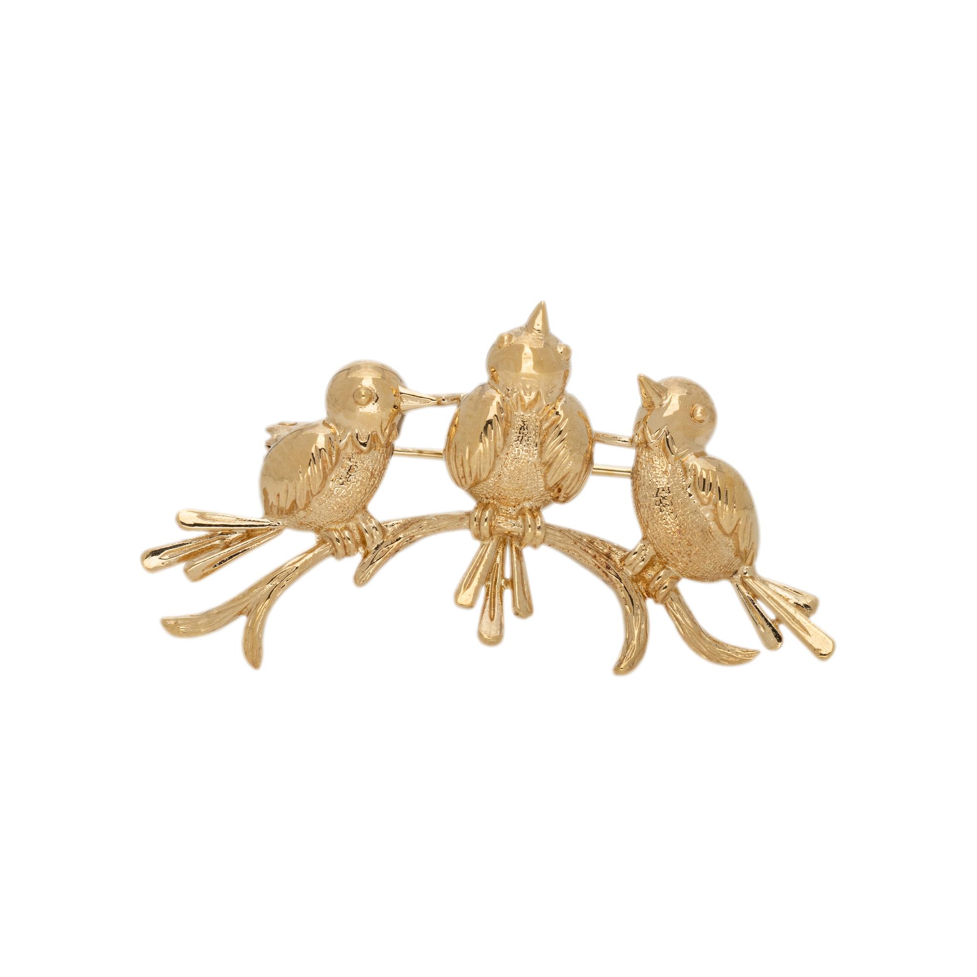 COLLECTION OF YELLOW GOLD BIRD BROOCHES