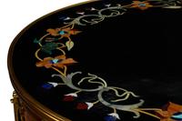 A Louis XV Style Parquetry, Specimen Marble and Gilt Bronze Mounted Table