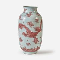 A Chinese underglaze red-decorated porcelain lantern-form "Dragons" vase 釉里红龙纹灯笼瓶 Qing dynasty, 18th century ? ????