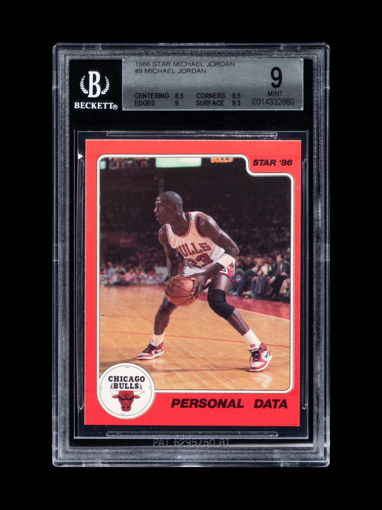 A 1986 Star Michael Jordan Set Break Basketball Card No. 9 Personal Data (BGS 9 MINT, Two 9.5 Subgrades)