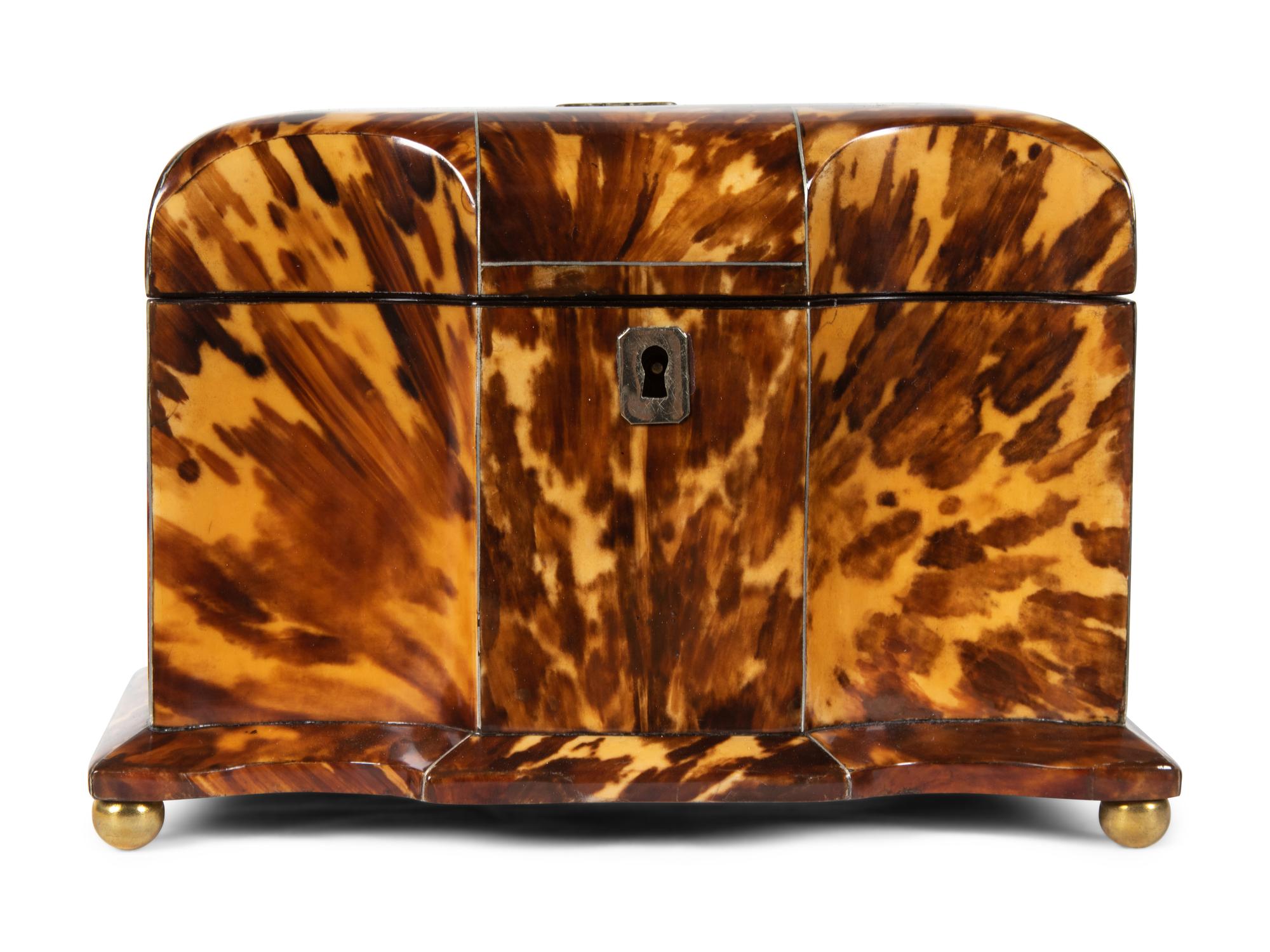 A George III Tortoise Shell Tea Caddy