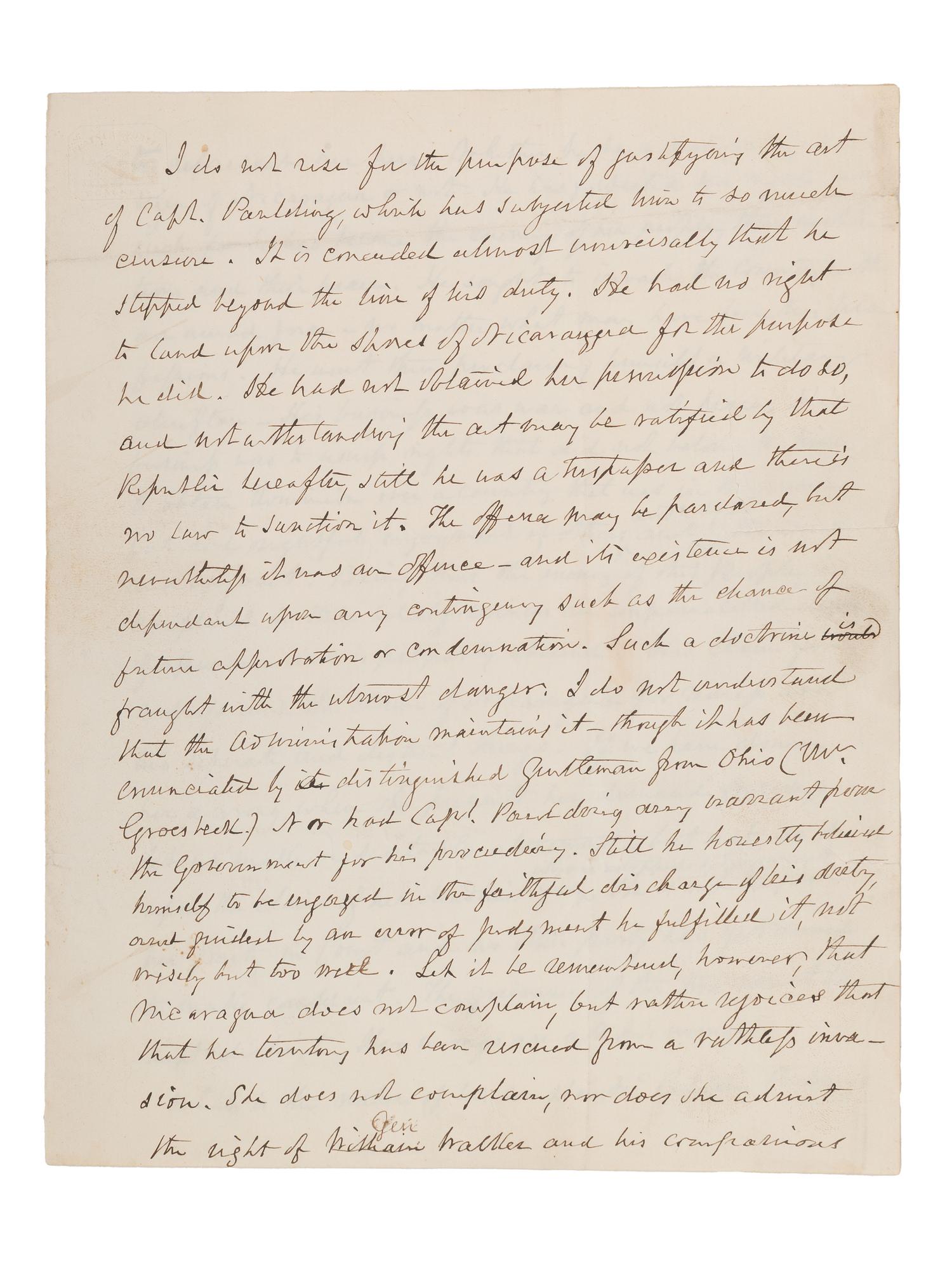 [FILIBUSTERS -- WALKER, William (1824-1860)]. Small grouping related to William Walker and the "Walker Expedition" to Nicaragua.