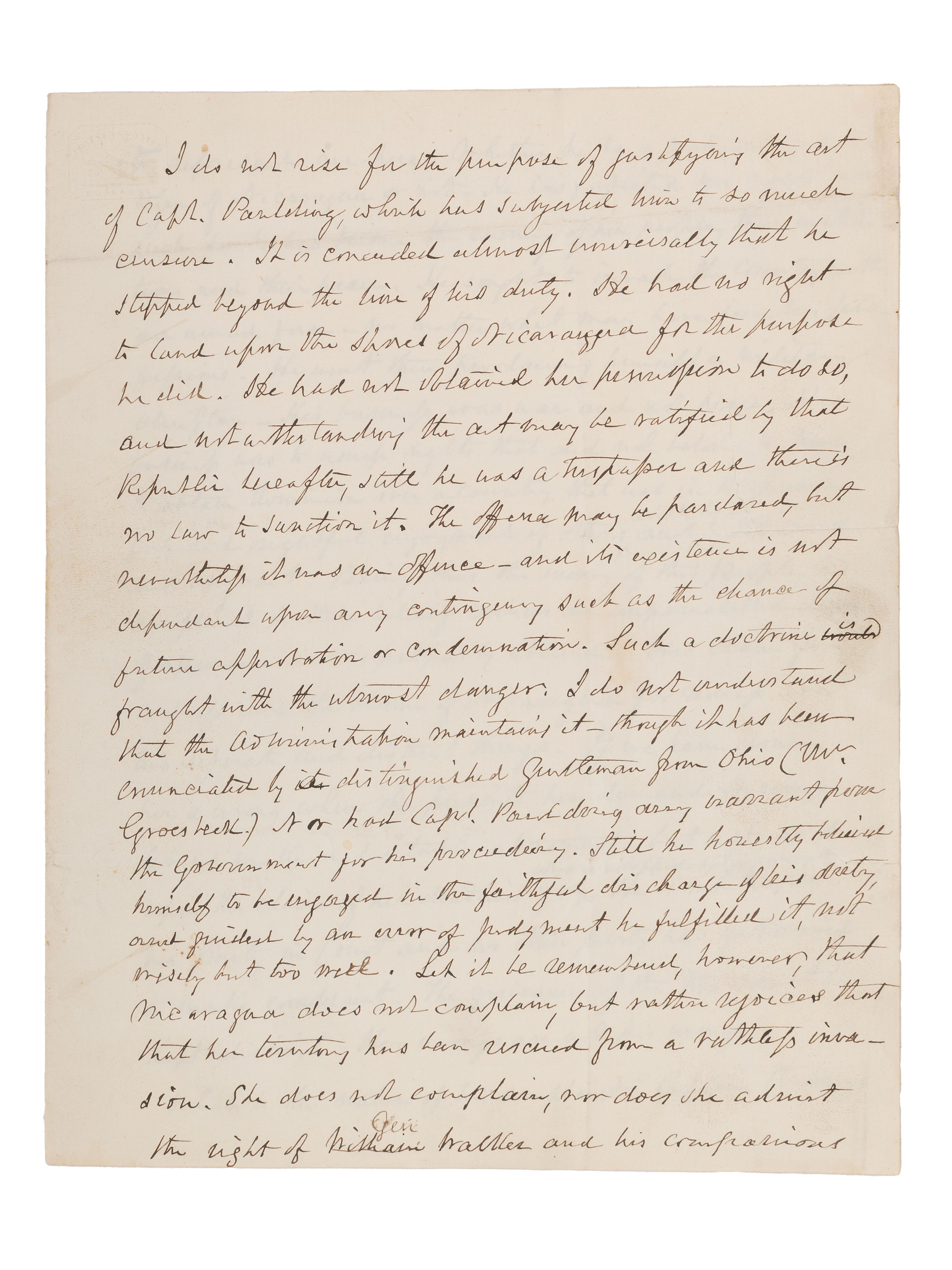 [FILIBUSTERS -- WALKER, William (1824-1860)]. Small grouping related to William Walker and the "Walker Expedition" to Nicaragua.