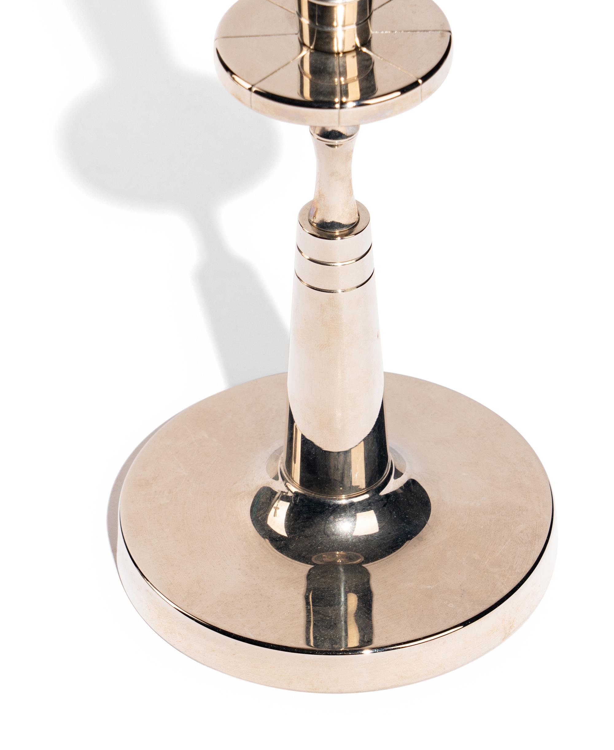 Pair of Nickel-Plated Candle Holders, c. 1950