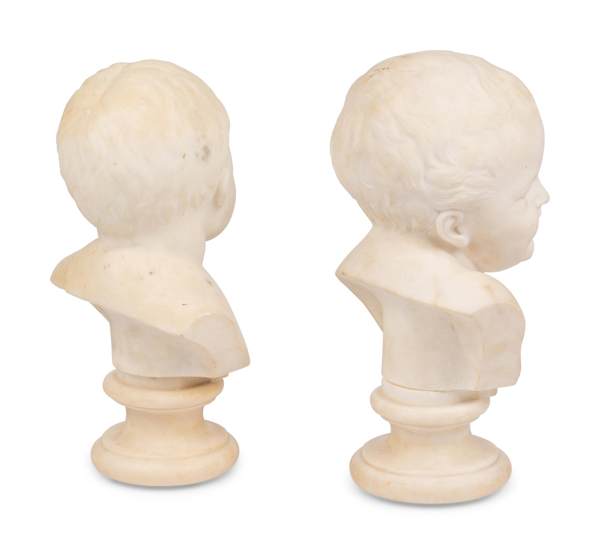 A Pair of Continental Allegorical Marble Busts