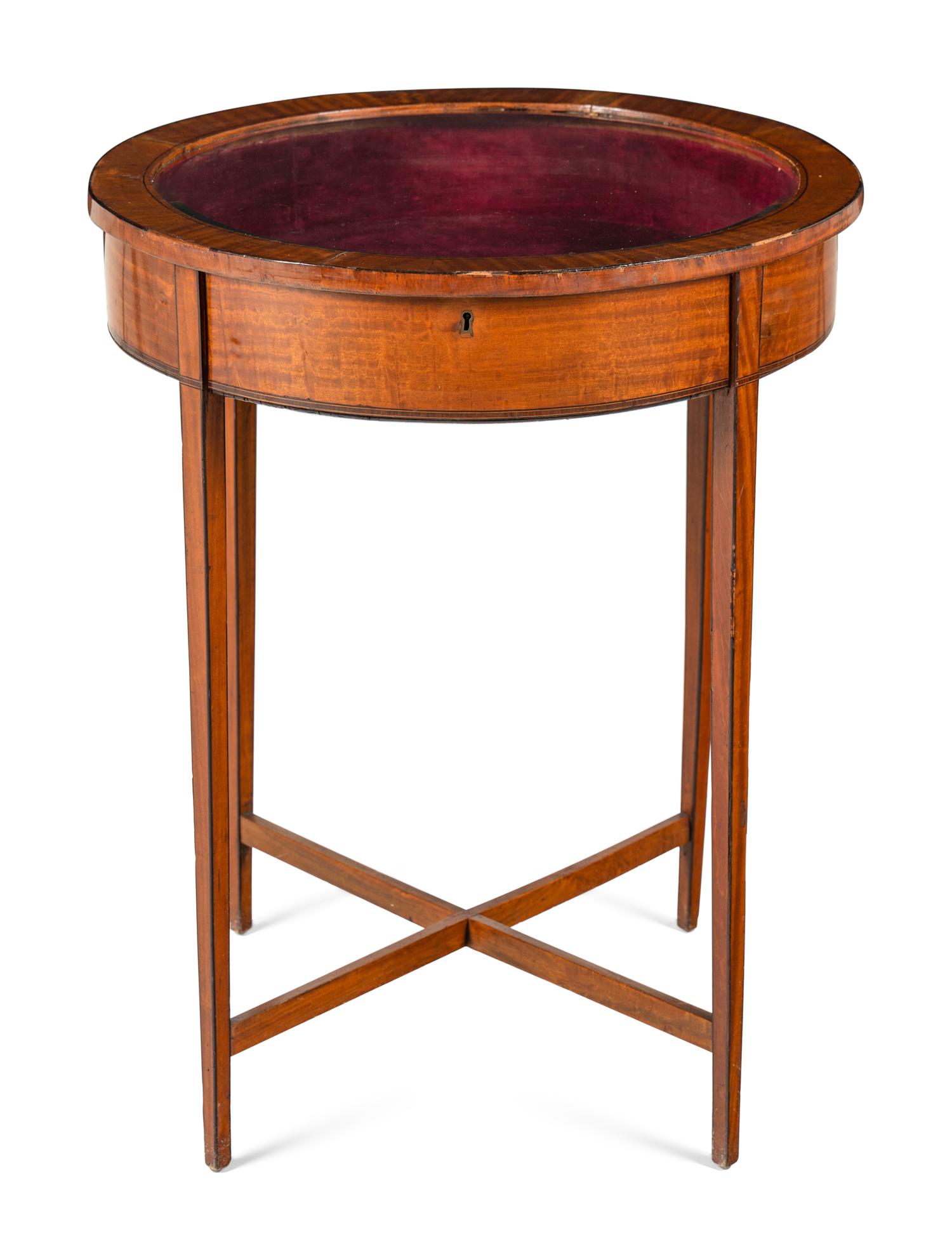 An Edwardian Satinwood Vitrine Table