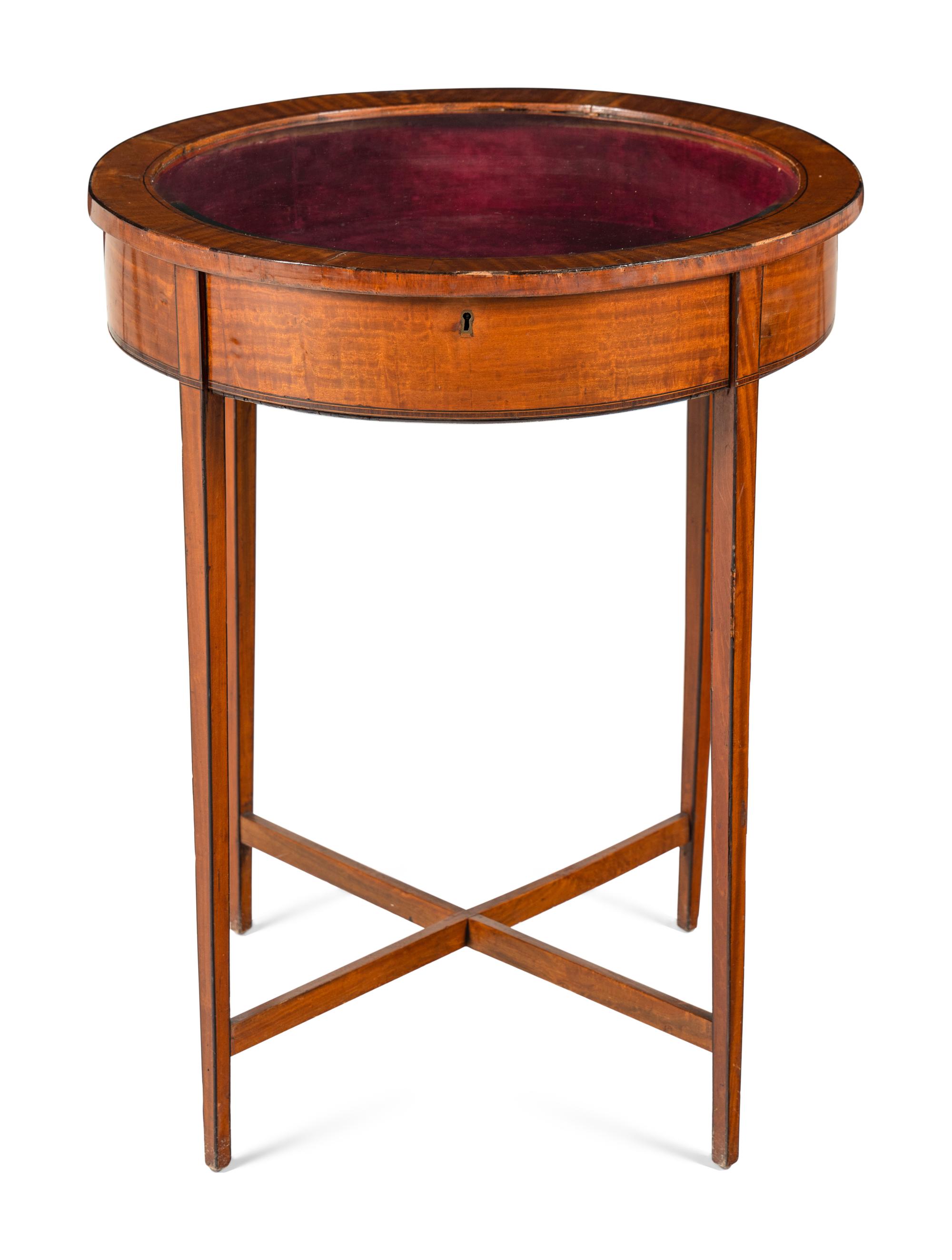 An Edwardian Satinwood Vitrine Table