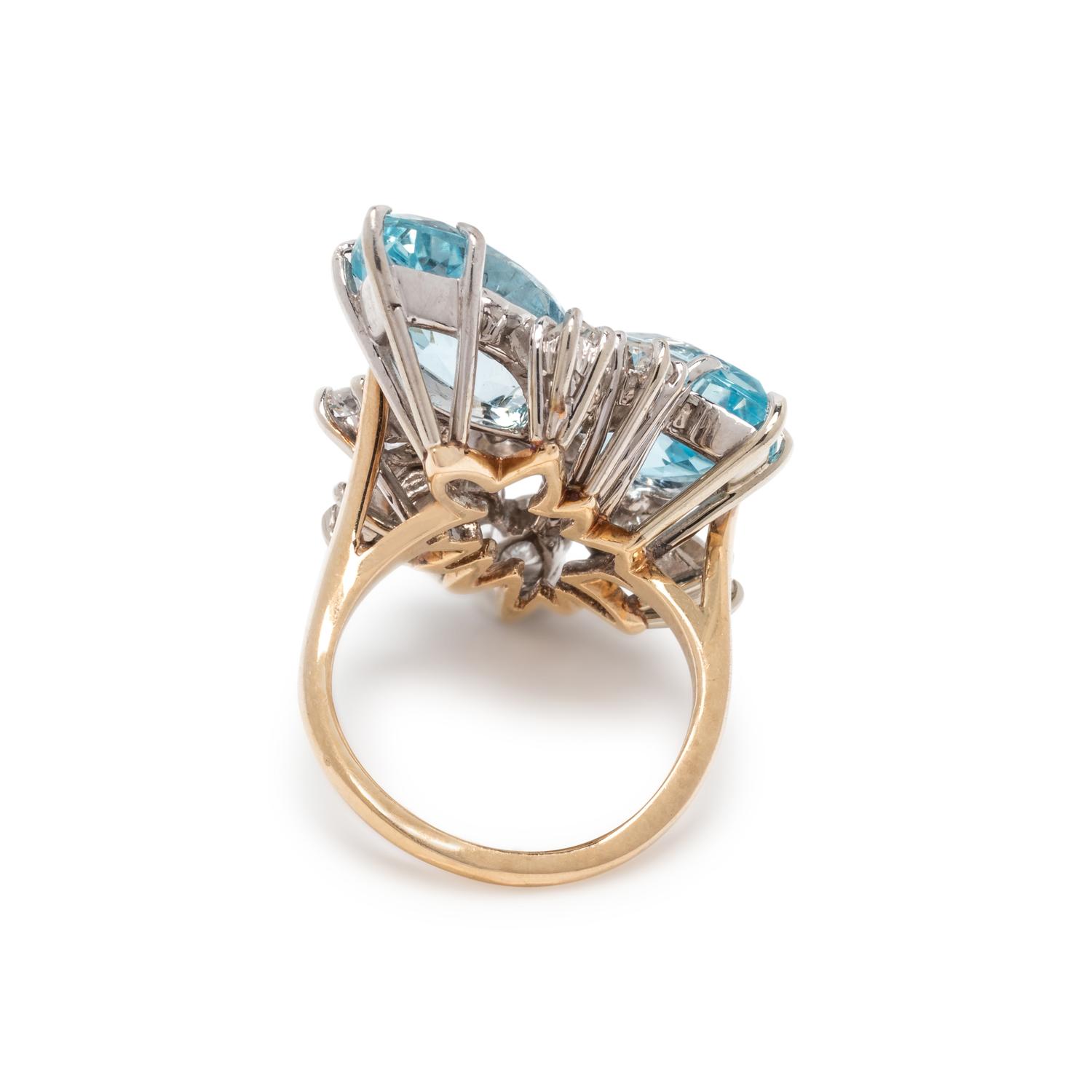 AQUAMARINE AND DIAMOND RING