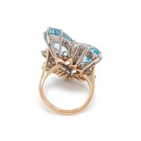 AQUAMARINE AND DIAMOND RING