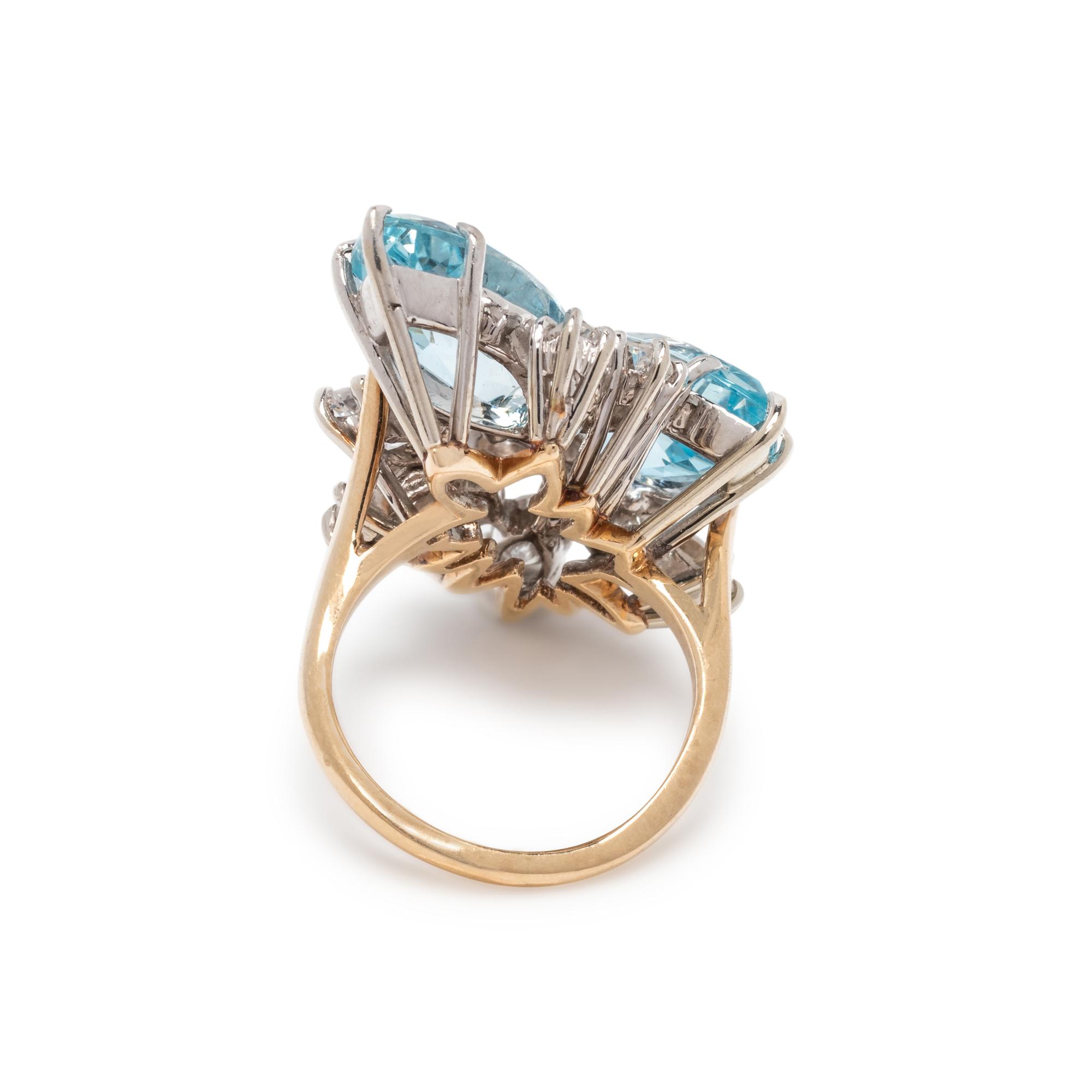AQUAMARINE AND DIAMOND RING