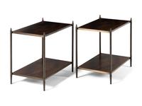 A Pair of Contemporary Bronze and Mahogany Side Tables