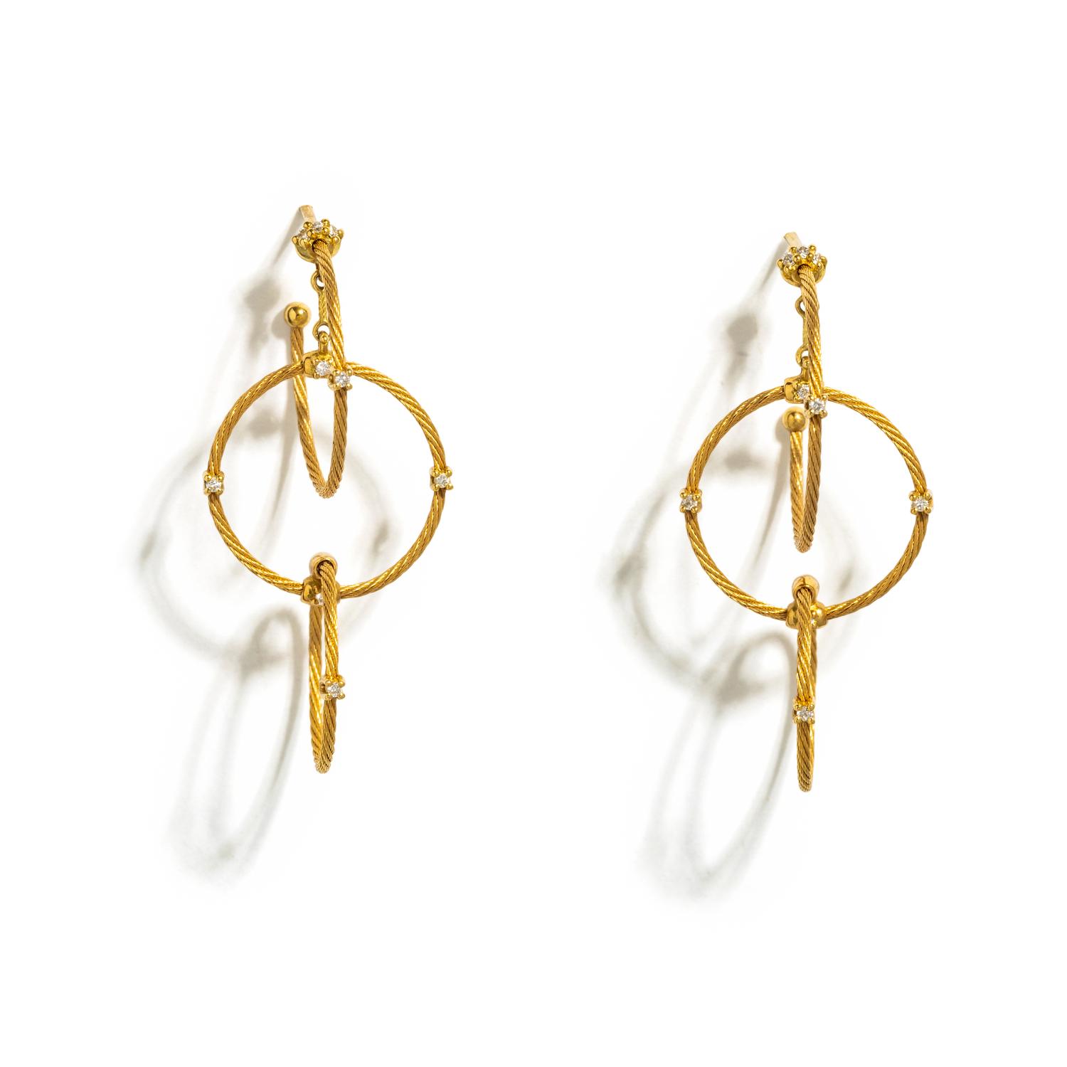 PAUL MORELLI, YELLOW GOLD AND DIAMOND EARRINGS