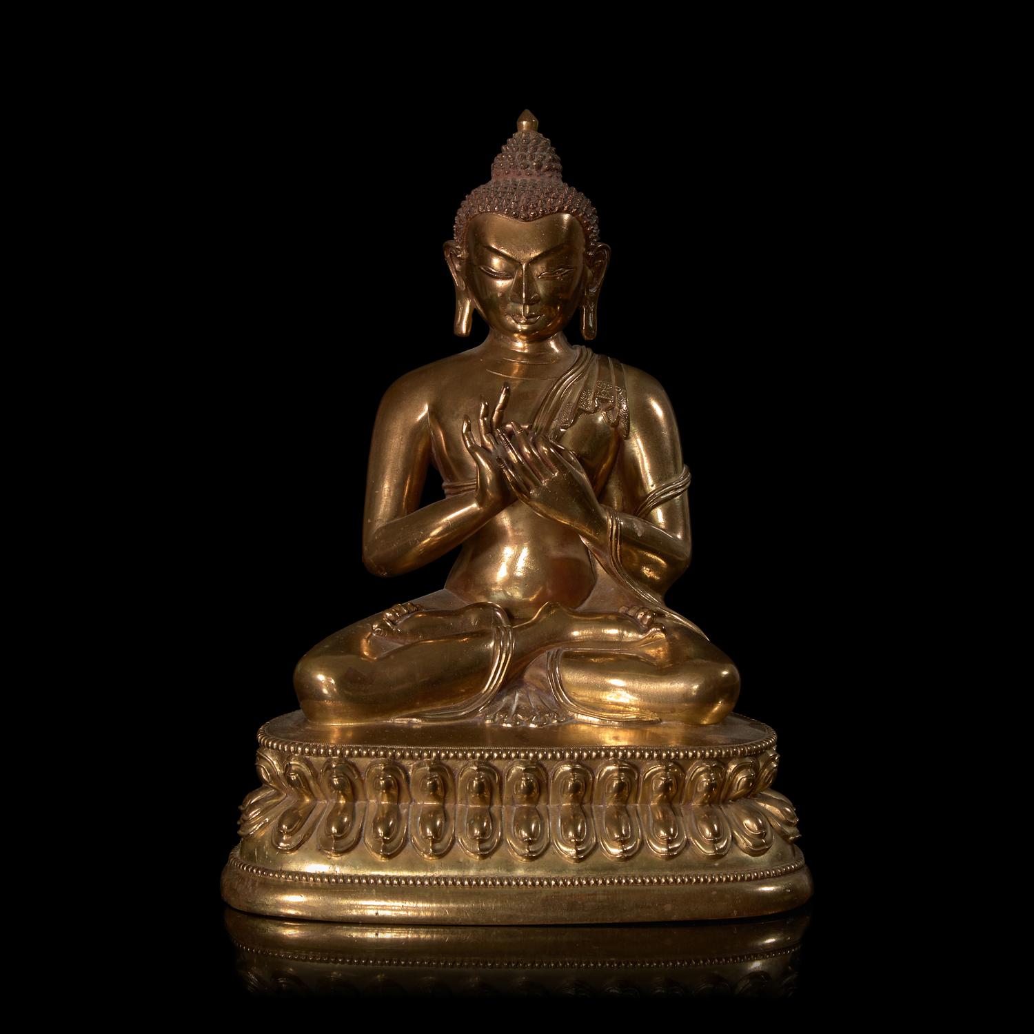 A Sino-Tibetan Bronze Figure of a Teaching Buddha, Probably Republic Period 或民國 銅佛陀坐像