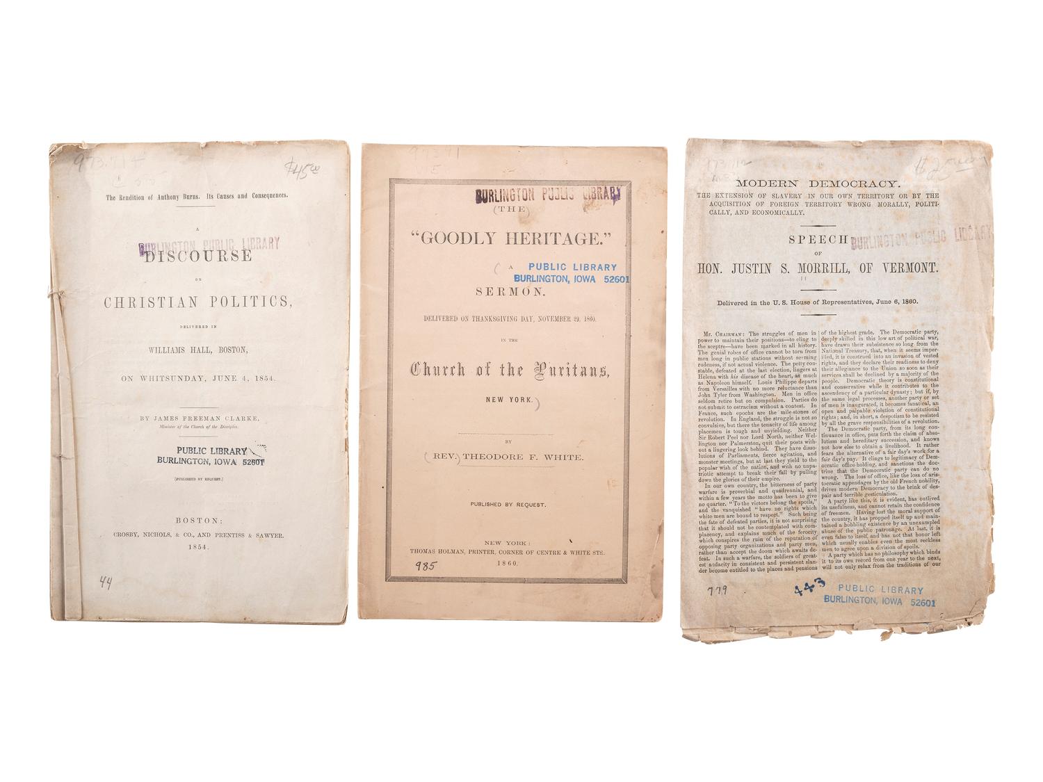 [SLAVERY, ABOLITION & EMANCIPATION]. A group of 40 antebellum and Civil War-era pamphlets on enslavement, abolition, emancipation, and colonization, comprising: