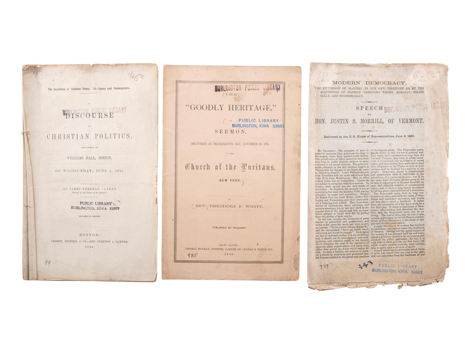 [SLAVERY, ABOLITION & EMANCIPATION]. A group of 40 antebellum and Civil War-era pamphlets on enslavement, abolition, emancipation, and colonization, comprising: