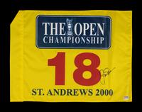 A Group of Four Major Golf Championship Pin Flags (Including Jack Nicklaus and Nick Price Signed British Open Flags),
