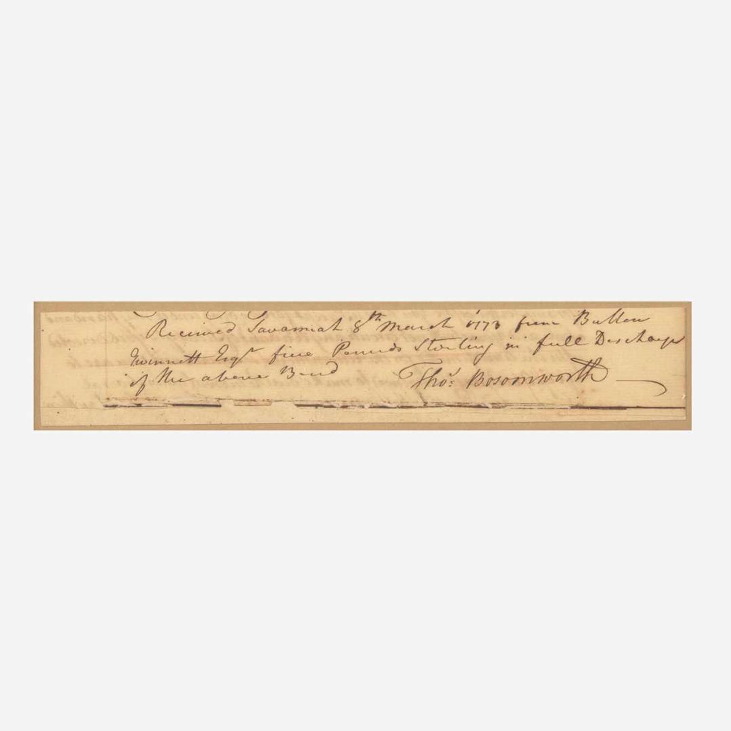 [Declaration of Independence] [Georgia] (Gwinnett, Button) Fragment of Manuscript Document