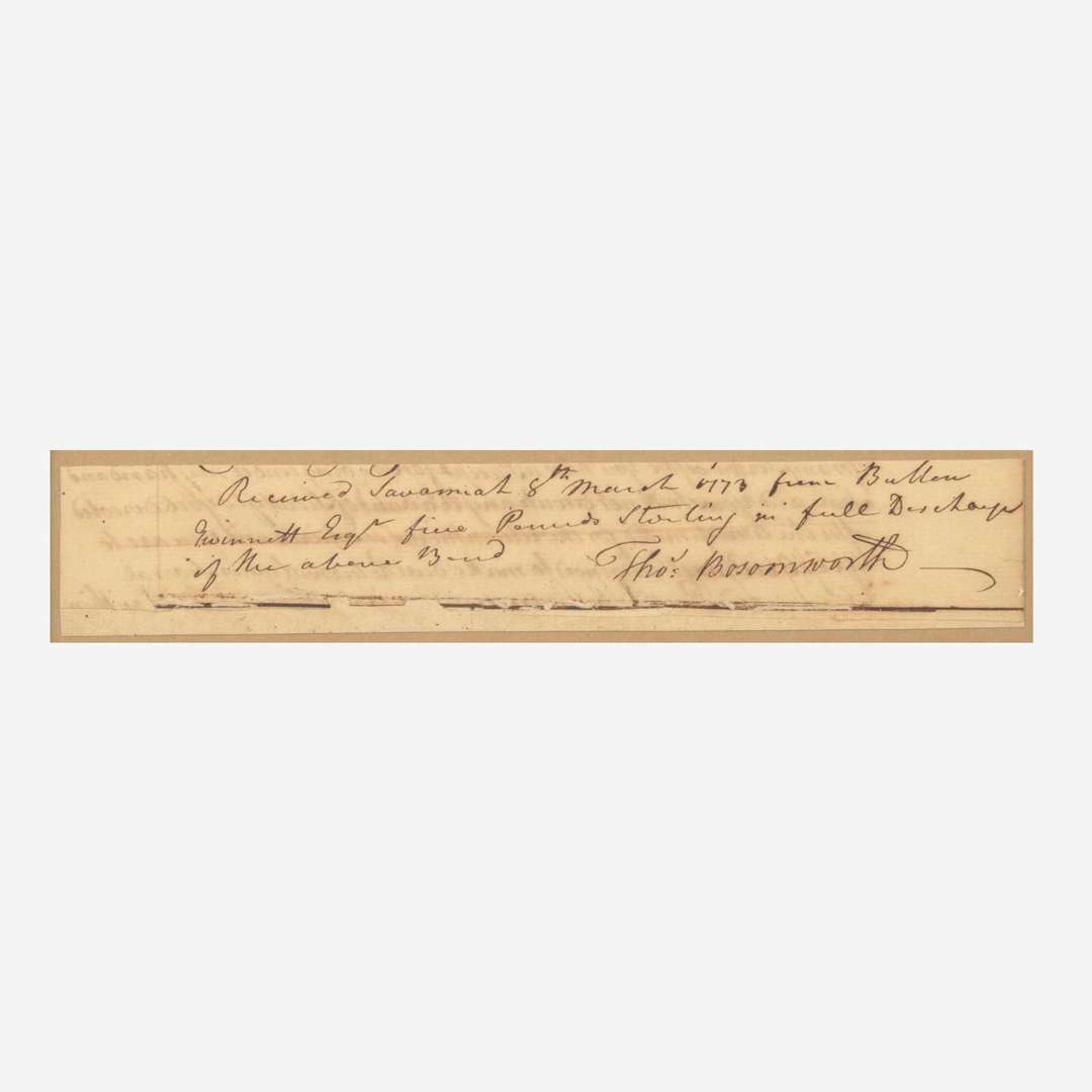 [Declaration of Independence] [Georgia] (Gwinnett, Button) Fragment of Manuscript Document
