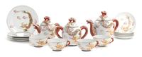 A Japanese Enameled Partial Tea Set Height of tallest 7 1/2 inches.