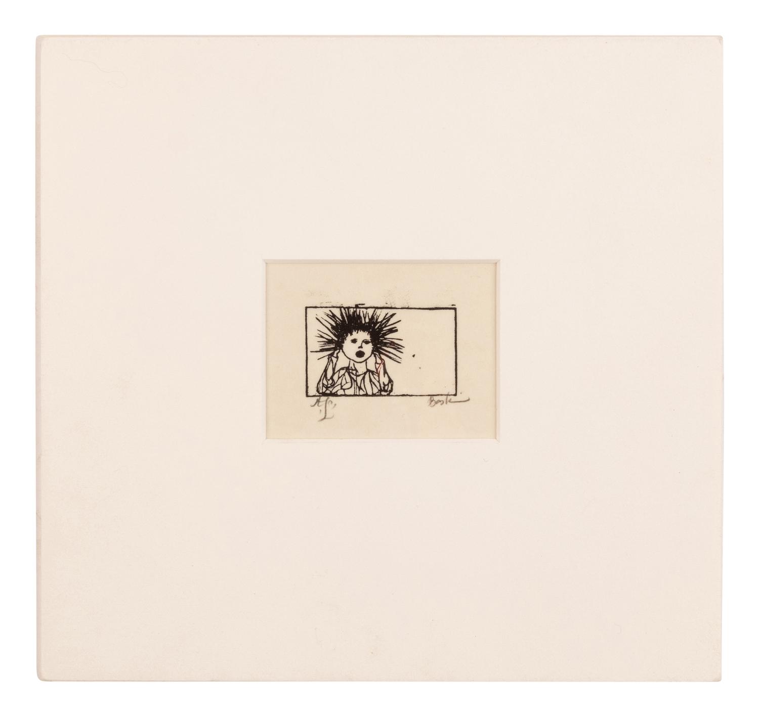 [CHILDREN'S BOOKS - STRUWWELPETER]. BASKIN, Leonard (1922-2000), illustrator. An original signed linocut by Baskin for Struwwelpeter .