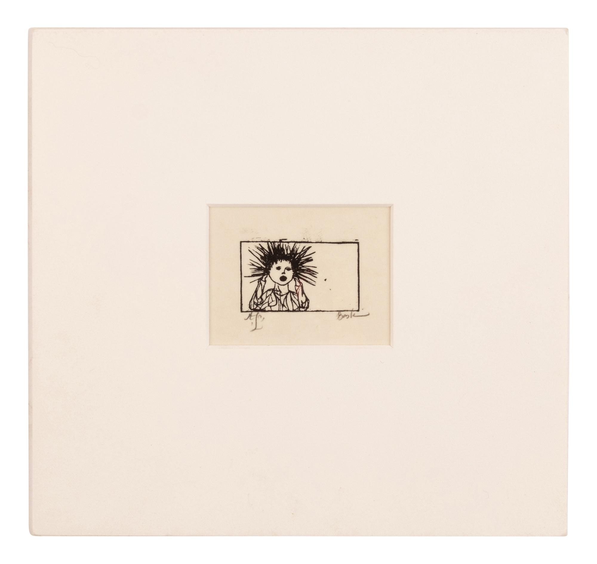 [CHILDREN'S BOOKS - STRUWWELPETER]. BASKIN, Leonard (1922-2000), illustrator. An original signed linocut by Baskin for Struwwelpeter .