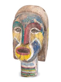 Carved and Painted Wood Head