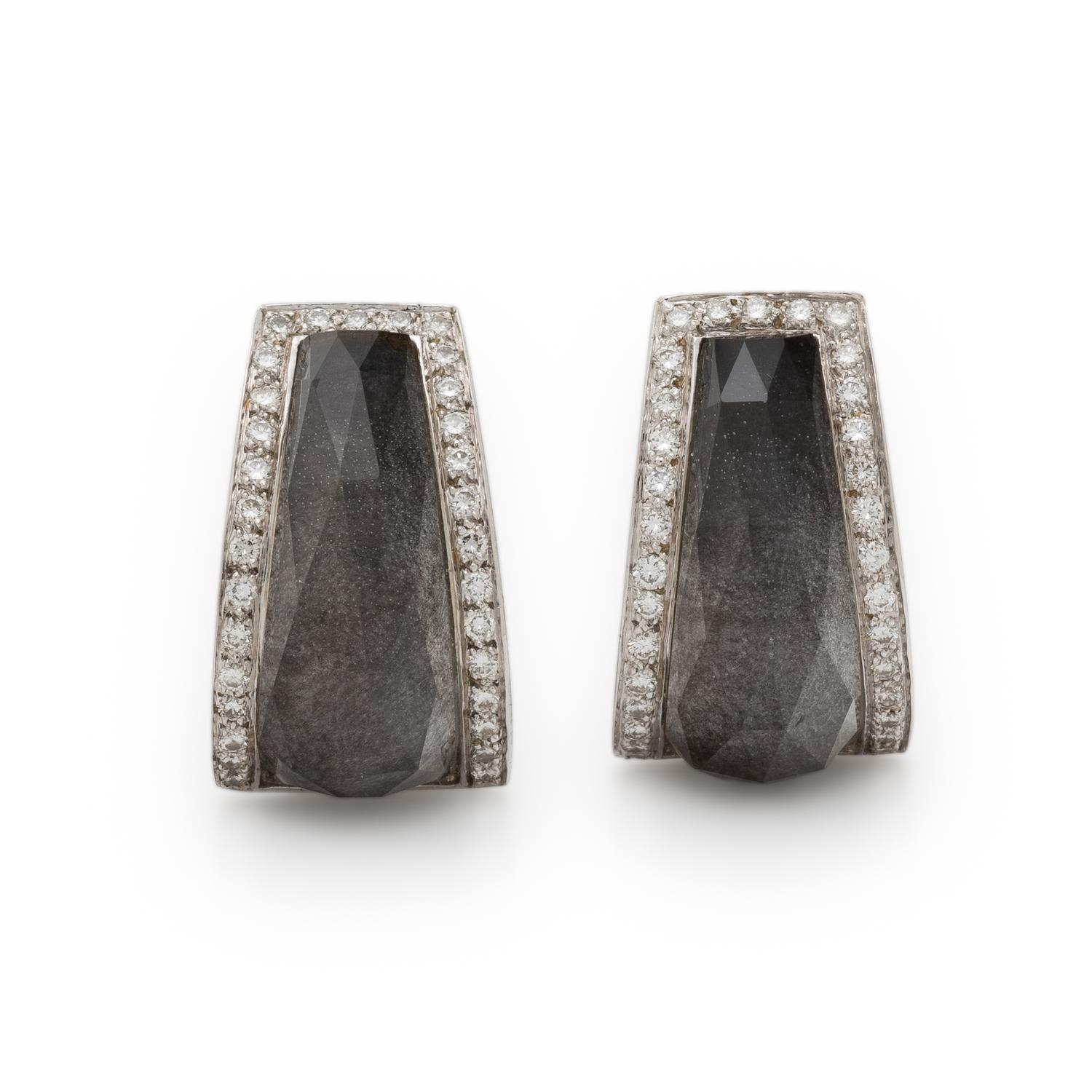 QUARTZ DOUBLET AND DIAMOND EARRINGS