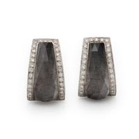 QUARTZ DOUBLET AND DIAMOND EARRINGS