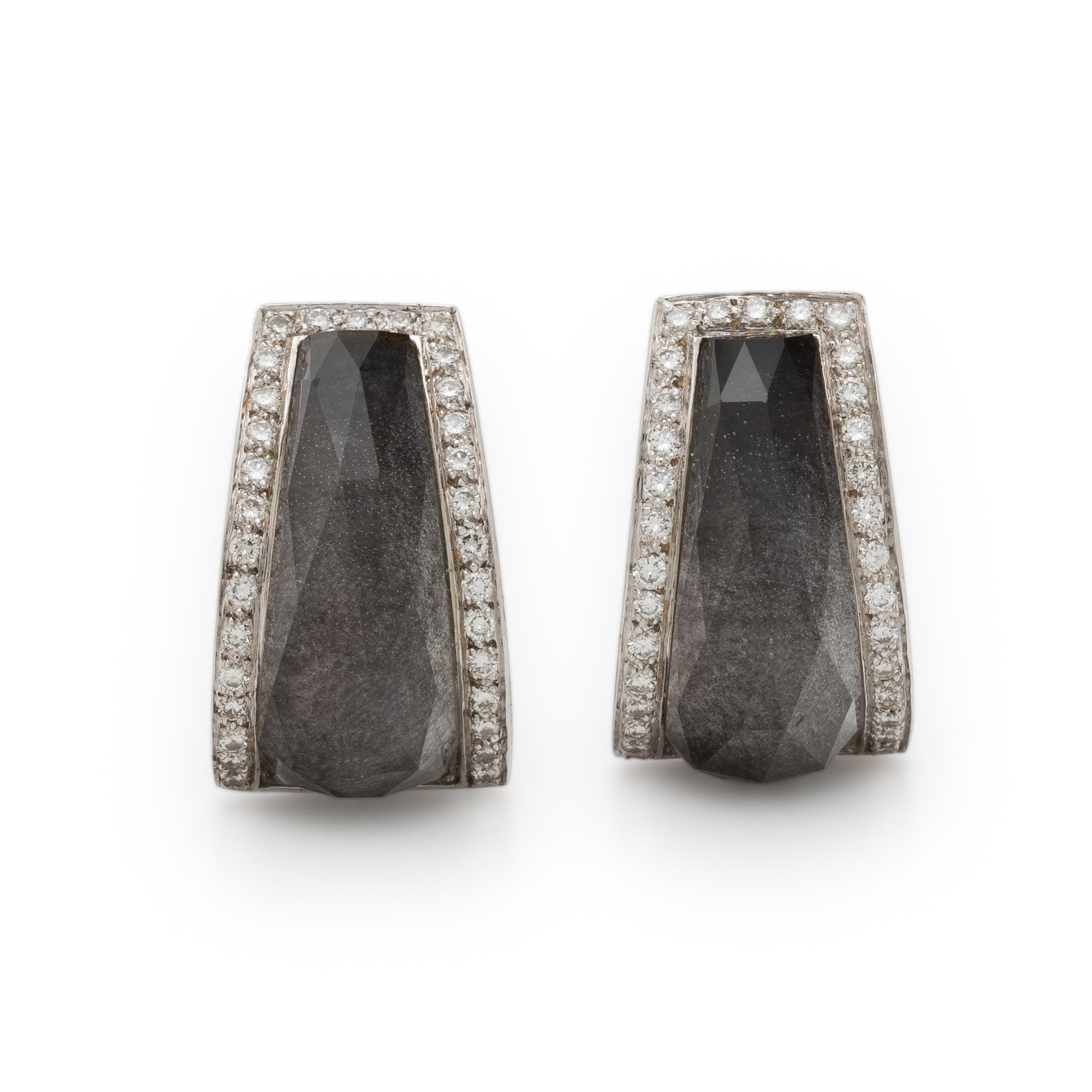 QUARTZ DOUBLET AND DIAMOND EARRINGS