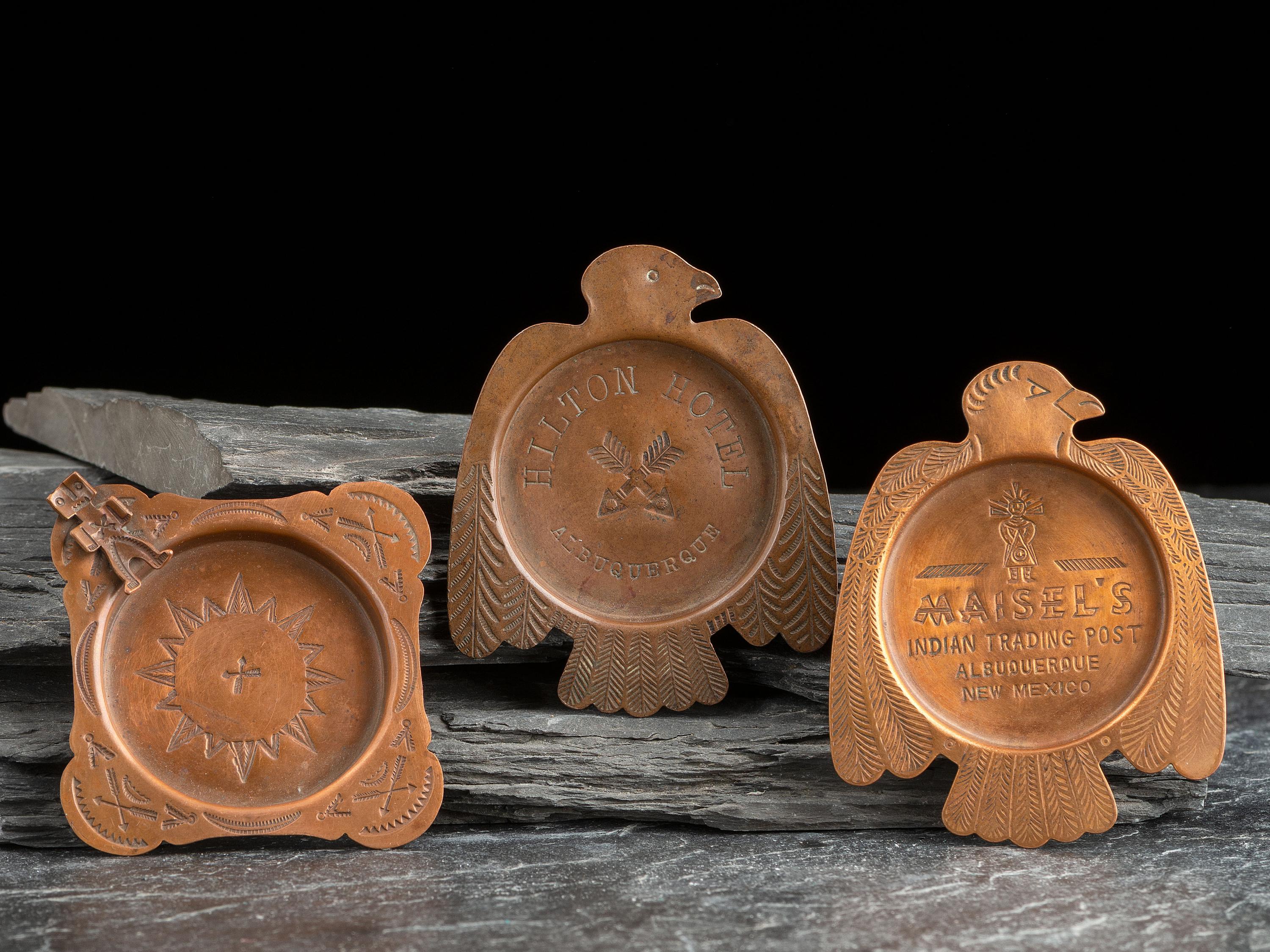Navajo Curio Copper Ashtrays