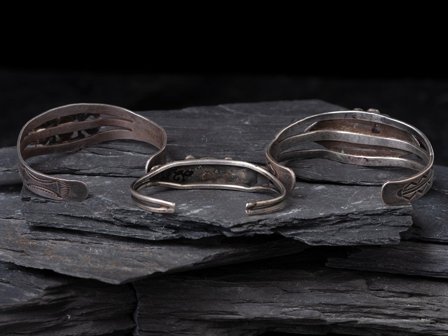 Navajo Silver and Turquoise Cuff Bracelets