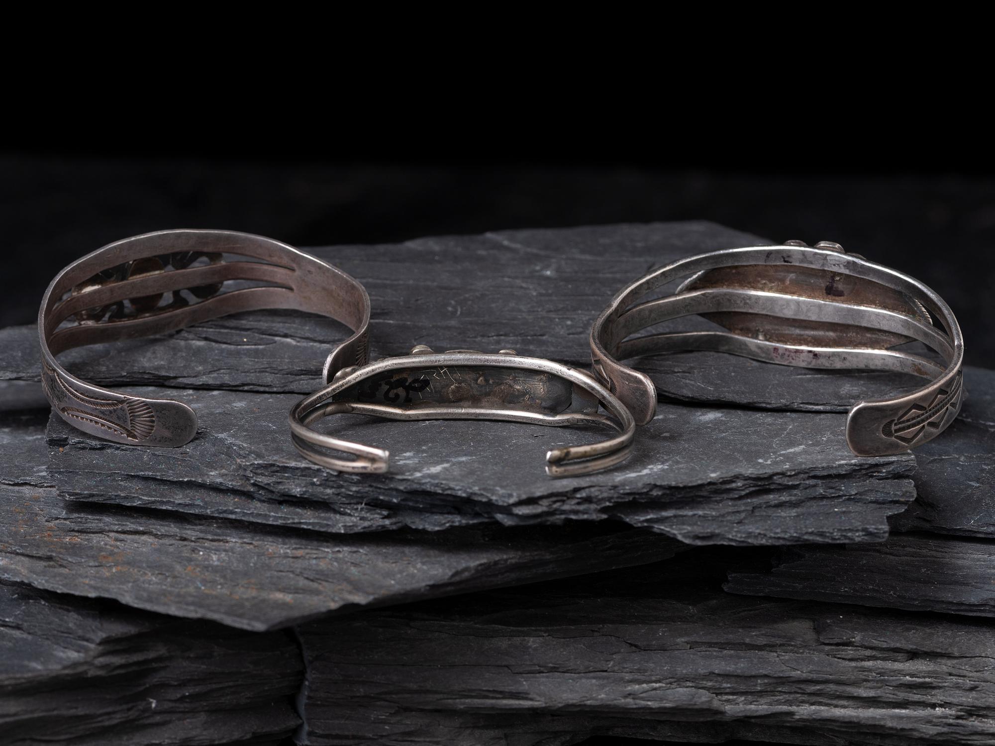Navajo Silver and Turquoise Cuff Bracelets
