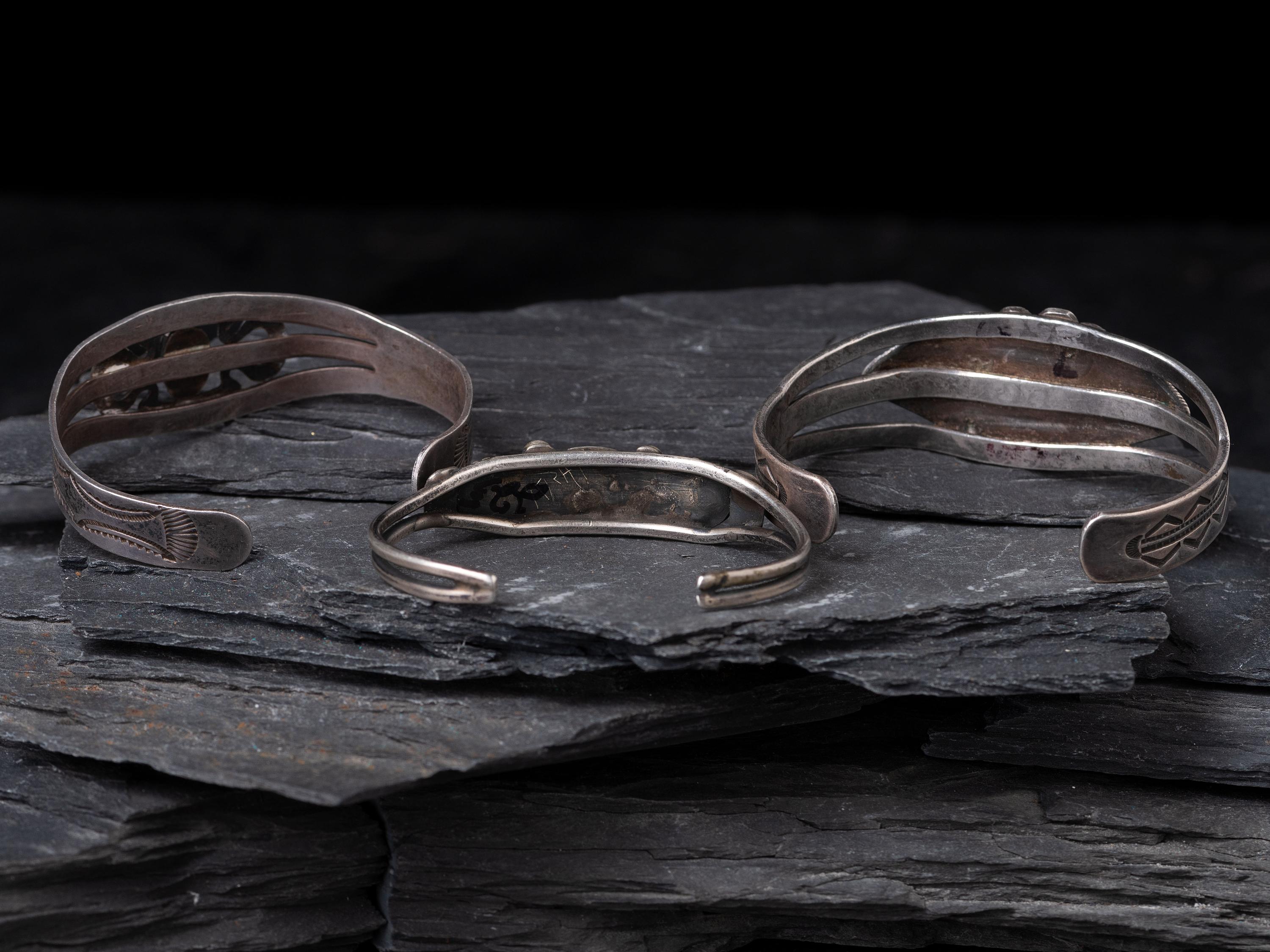 Navajo Silver and Turquoise Cuff Bracelets