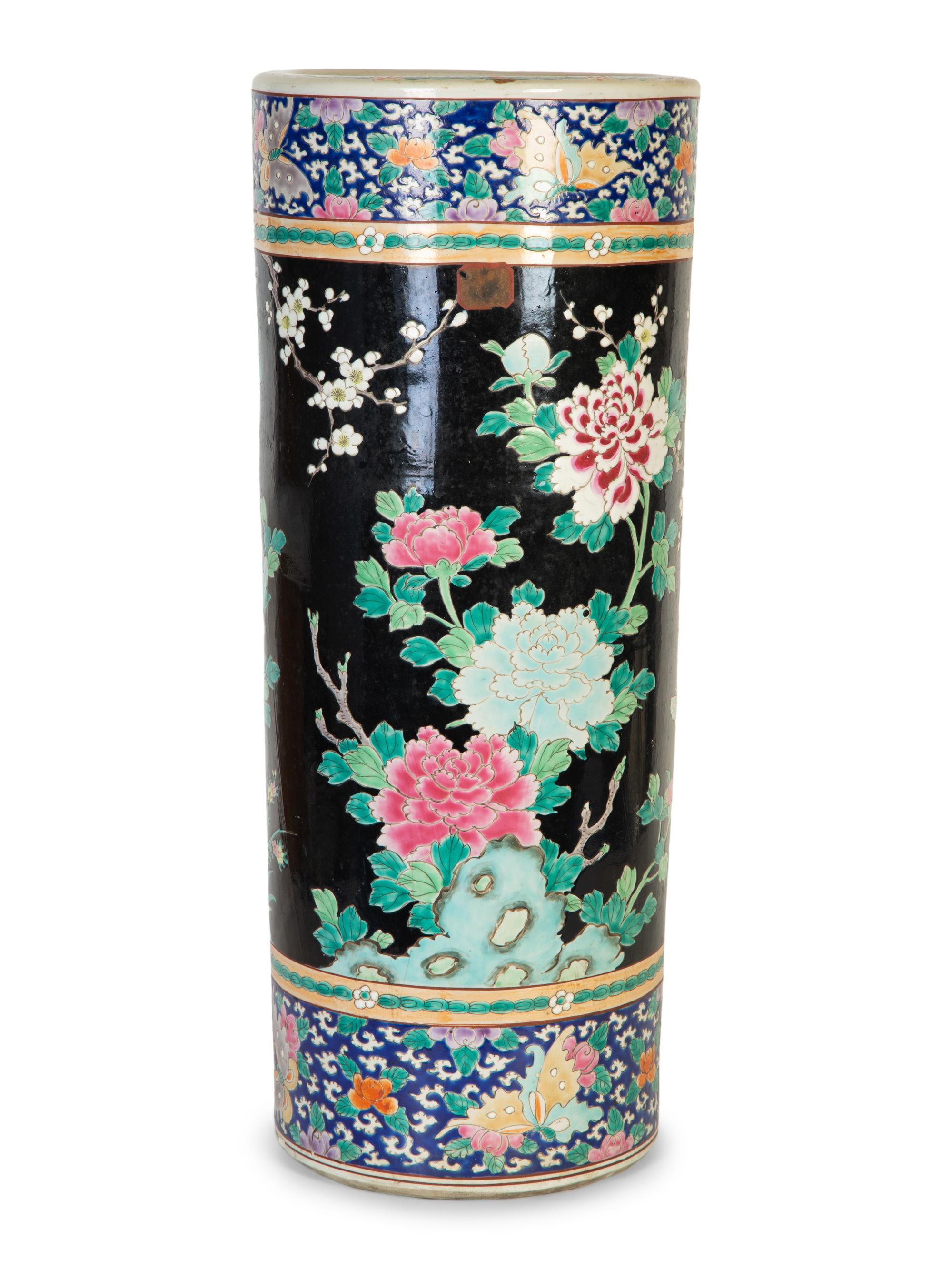 Chinese Painted Ceramic Umbrella Stand