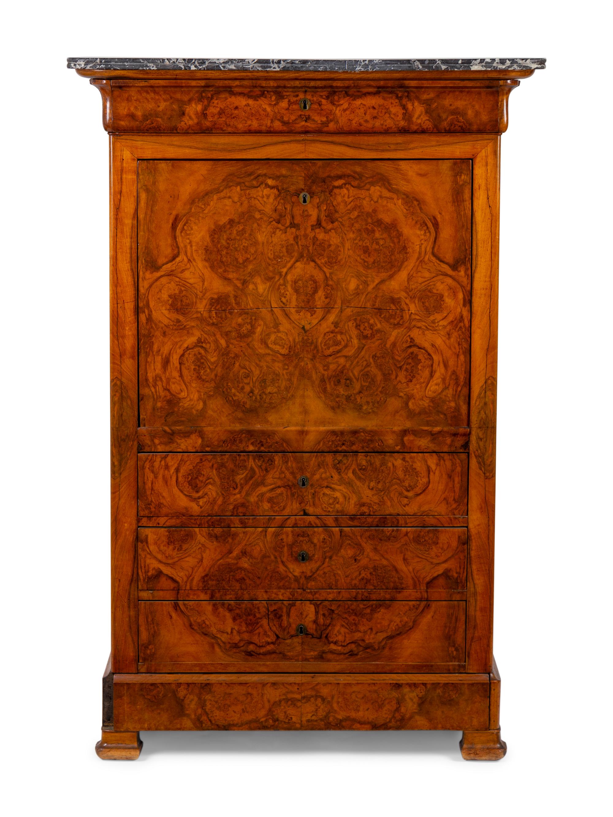 An Empire Style Burlwood Secretaire a Abbatant — 19TH CENTURY